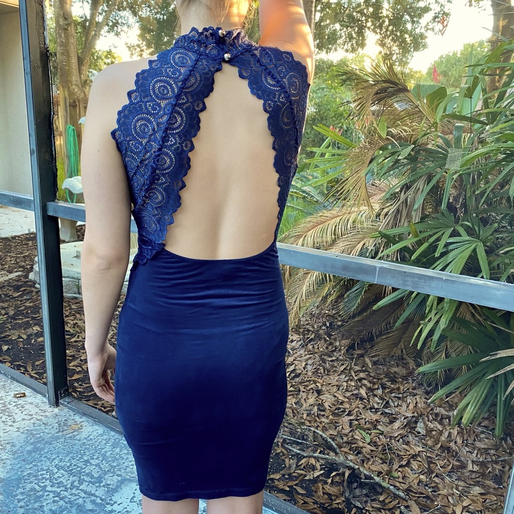 Windsor lace top homecoming dress - Navy